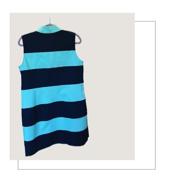 Navy and Jade Green Striped A-Line Dress - Picture 4 of 6